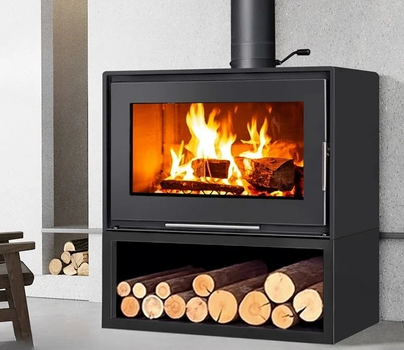 A Fireplace real fire firewood coal rural heater heating gas