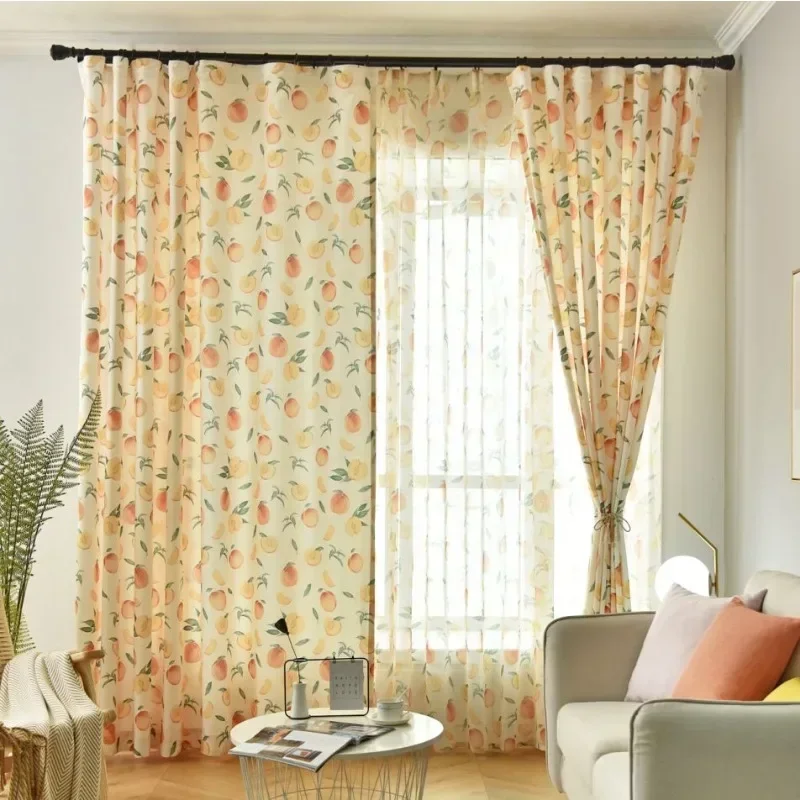 Lemon Fruit Curtains Small Fresh Yellow Plant Net Red Semi-shade Bedroom Study Curtains