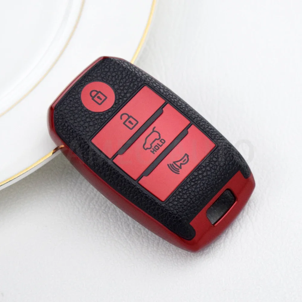 4Buttons TPU Leather Car Remote Key Case Cover for Kia Sportage Cerato Optima K2 K3 K4 K5 Rio Picanto K2 Soul Sorento Ski Sedona