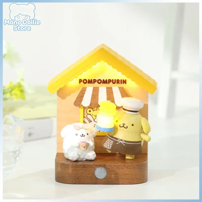 

Wooderful Life Sanrio Pompompurin Sound Activated Mini Lamp Girlish Cartoon Wooden Room Desktop Decoration Girl'S Birthday Gift