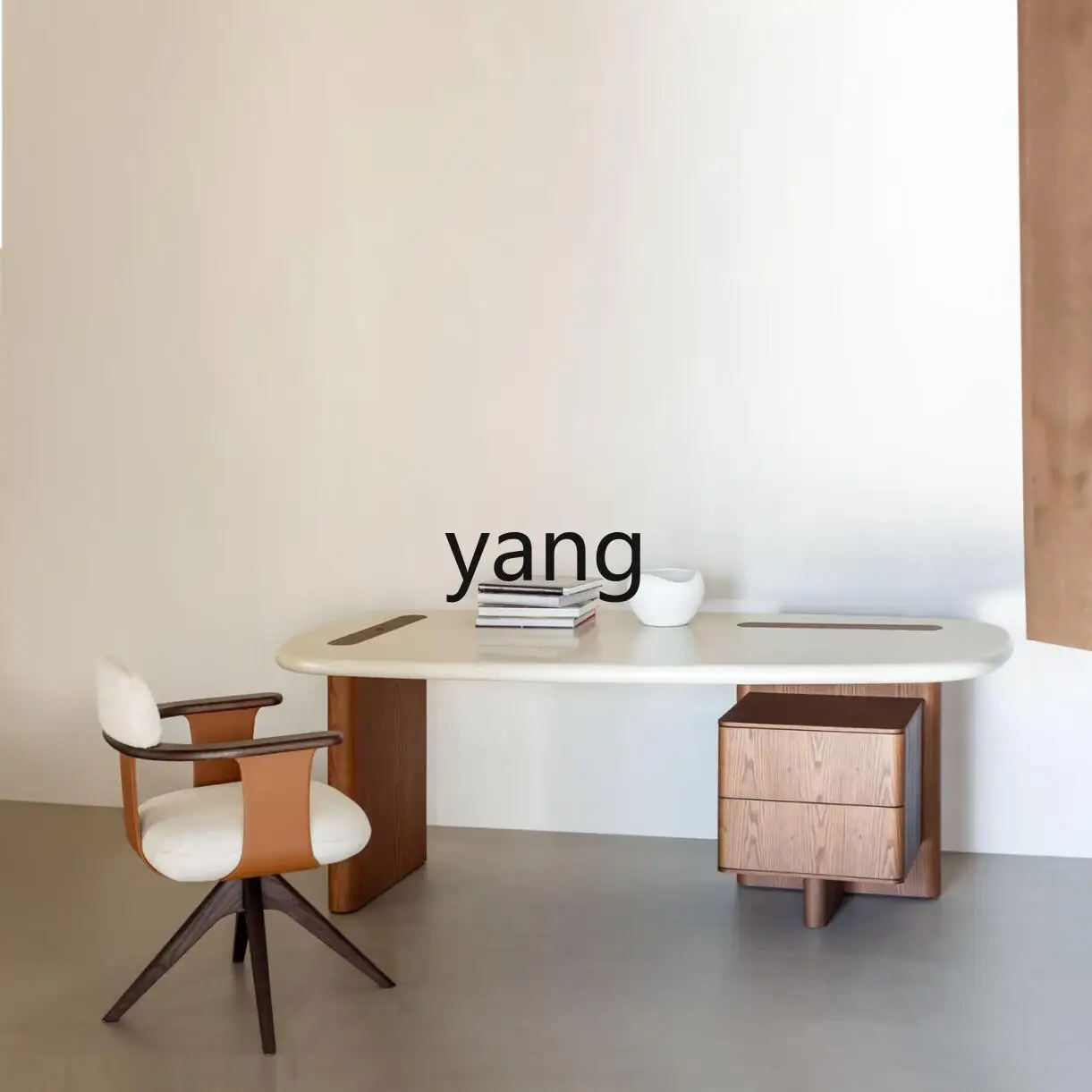 LMM مكتب من الخشب الصلب على طراز منتصف القرن إيطالي بسيط وخفيف وفاخر وحديث