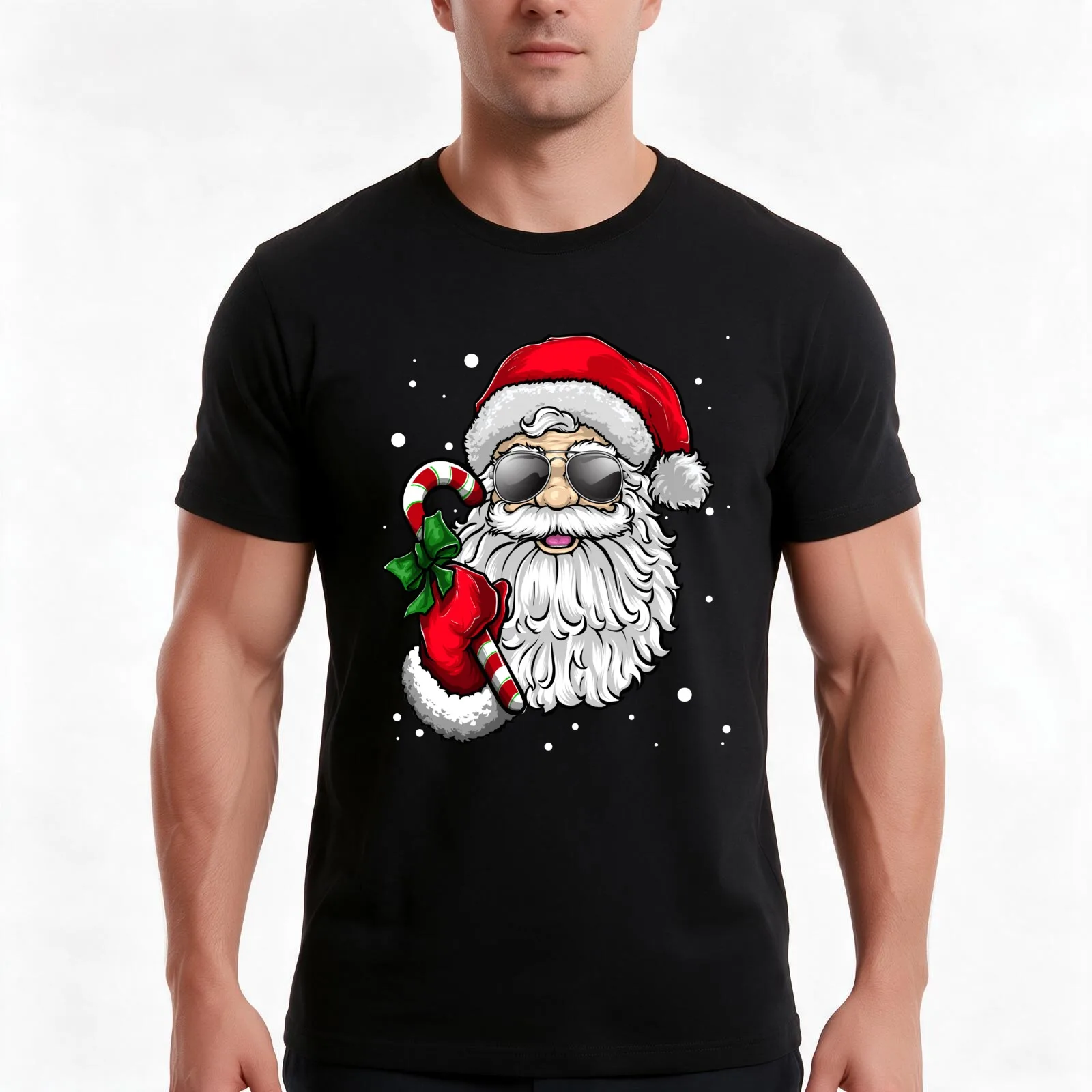 Santa Claus Christmas X-Mas Party T-Shirt, Summer Casual Cotton Tee, Oversized Streetwear Tops, Vintage Graphic Print