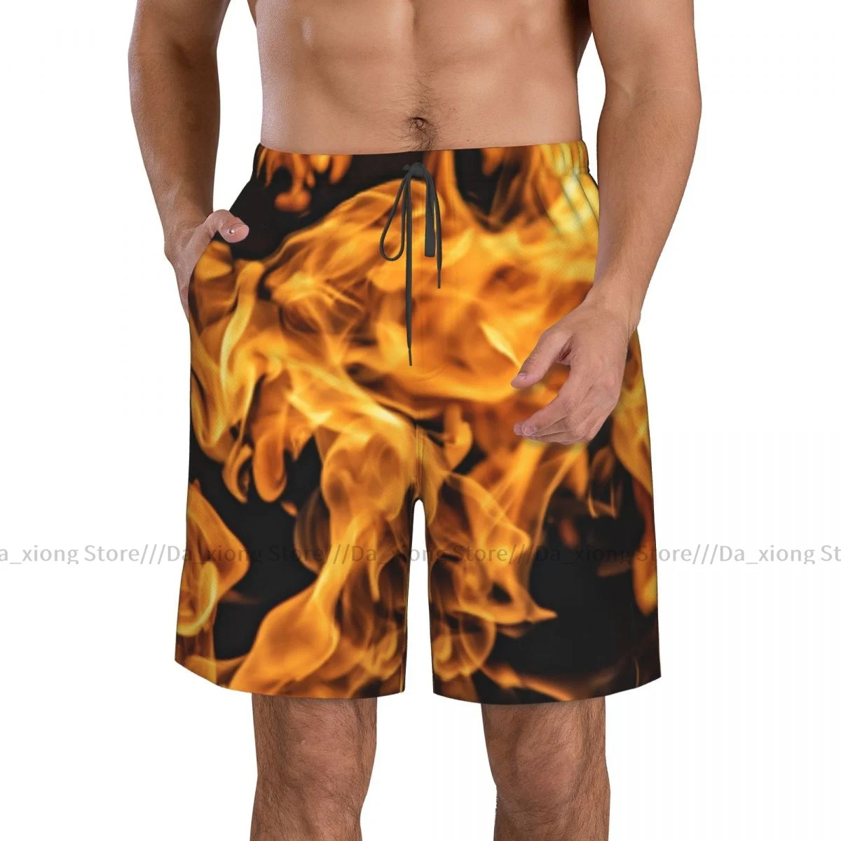 Fire Abstract Blaze Quick Dry Swimming Shorts For Men Swimwear Swimsuit Trunk Bathing Beach Wear