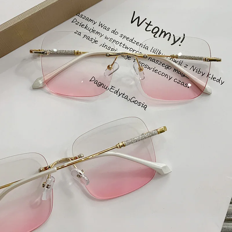 

Rimless glasses without makeup pure desire large frame blush glasses flat glasses