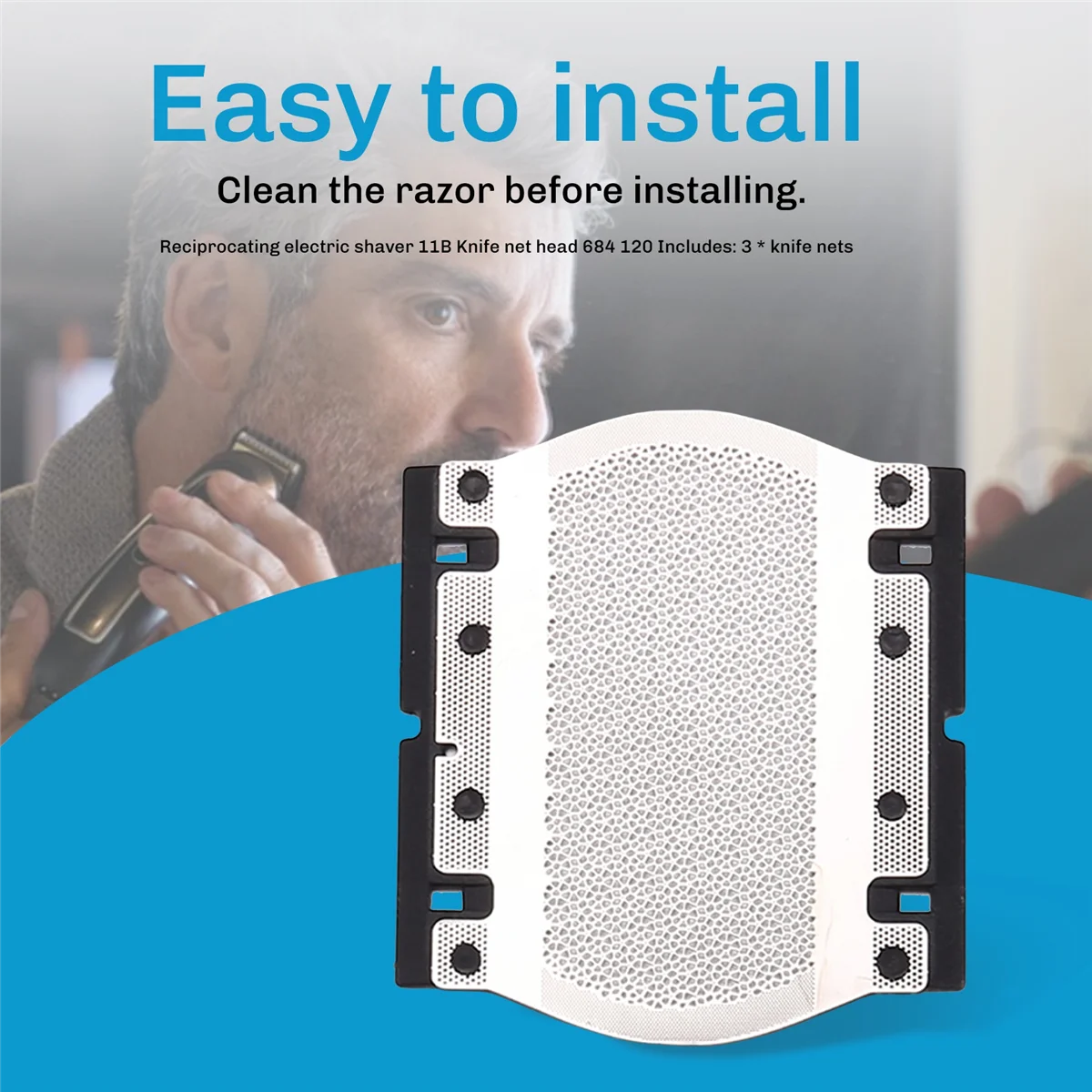 หัวโกนไฟฟ้า,3 ชิ้น 11B เครื่องโกนหนวดฟอยล์สําหรับ BRAUN Series 110 120 130 140 150 5684 5685 เครื่องโกนหนวดมีดโกน