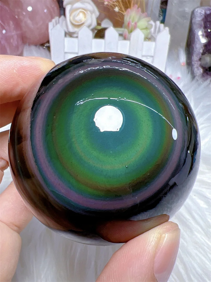 

Natural Rainbow Obsidian Sphere Reiki Healing Stone Home Decoration Exquisite Gift