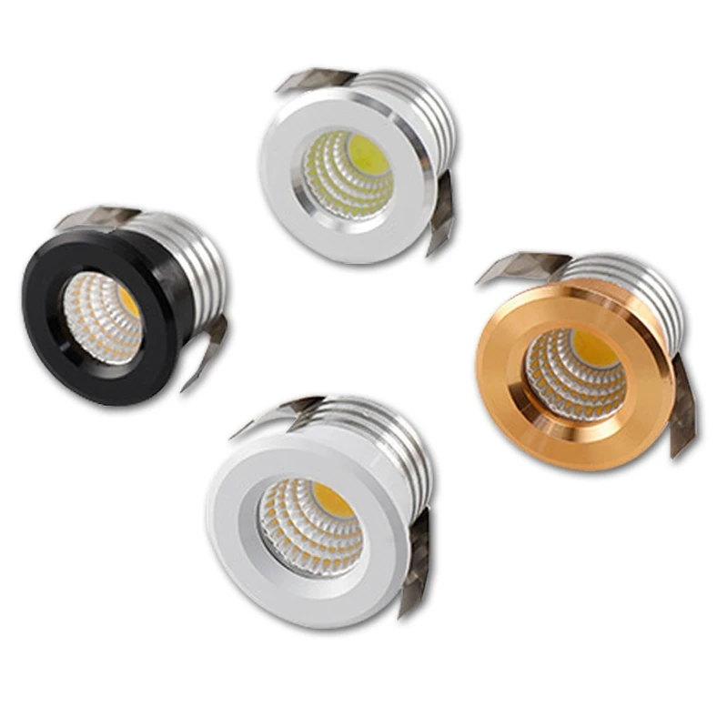 Mini LED Spot Downlights COB 3W 270lm 110V 220V 12V Cabinet Light Black White Silver Finish Aluminum Cut Hole 30mm