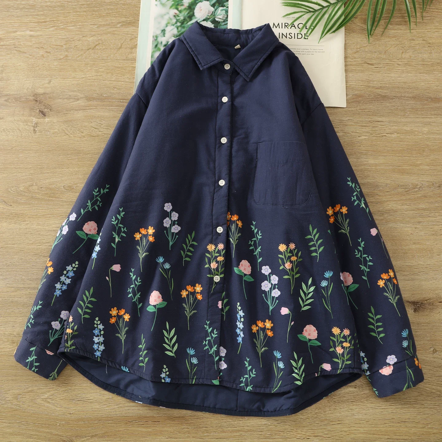 

2026 зимняя хлопковая стеганая рубашка с длинными рукавами, женская хлопковая рубашка с отложным воротником и принтом, теплая толстая осенняя свободная блузка, верхняя одежда