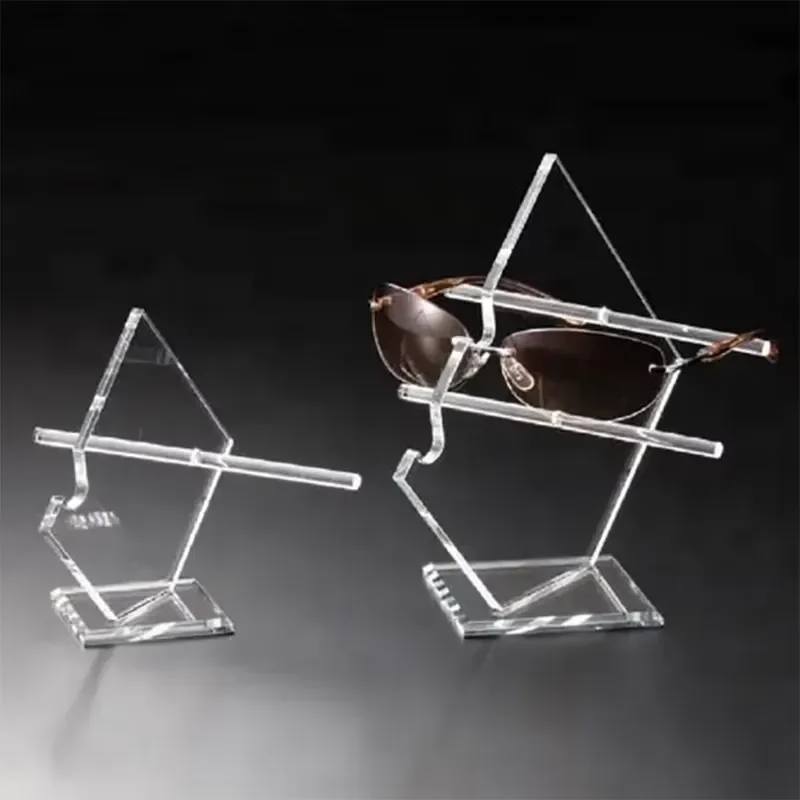 for Single Acrylic Glasses Display Transparent Lucite Double Frame with Bracket for Glasses and Sunglasses Stand Holder