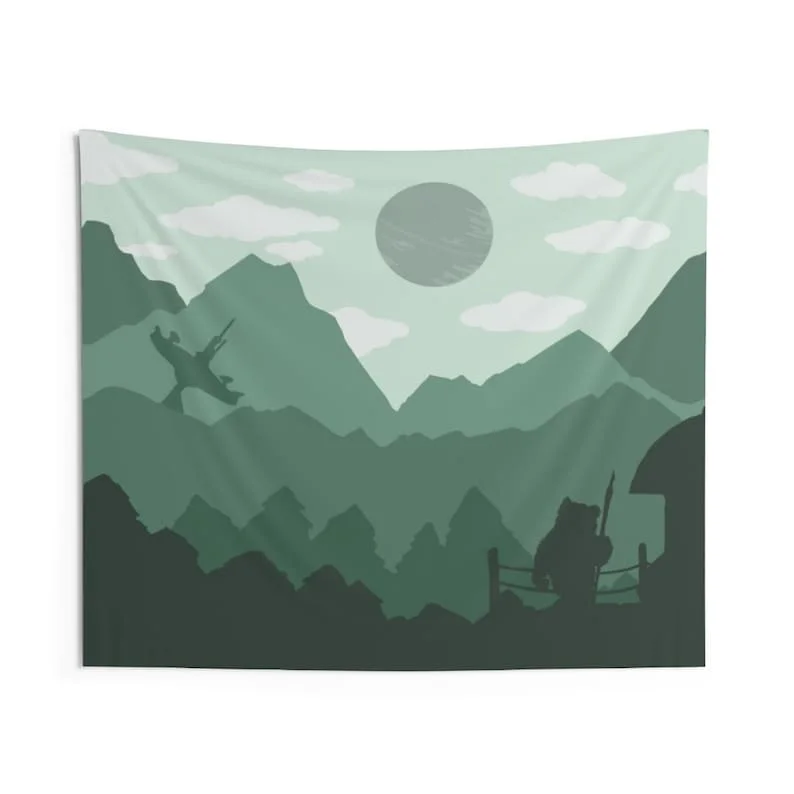 Nature tapestry aesthetic Sci-fi  Wall tapestry Mountain landscape wall hangings Green tapestry nature  Nerdy  for him