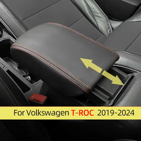 VW T-roc Troc 2019 2020 2021 2022 2023 2024 폭스 바겐 액세서리 센터 콘솔 팔걸이 상자 가죽 보호 커버 패드
