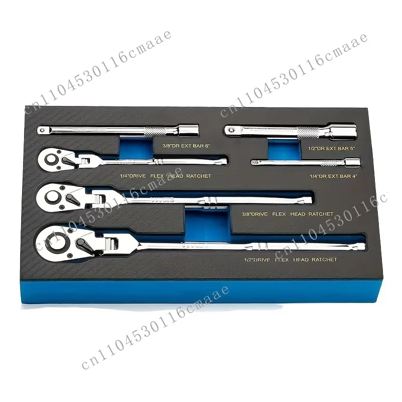 

6 Pcs Flexible Head Ratchet Wrench Set 72 Teeth Rotation 1/4 3/8 1/2 Drive Chrome Vanadium Steel Extension Bar Car Removal