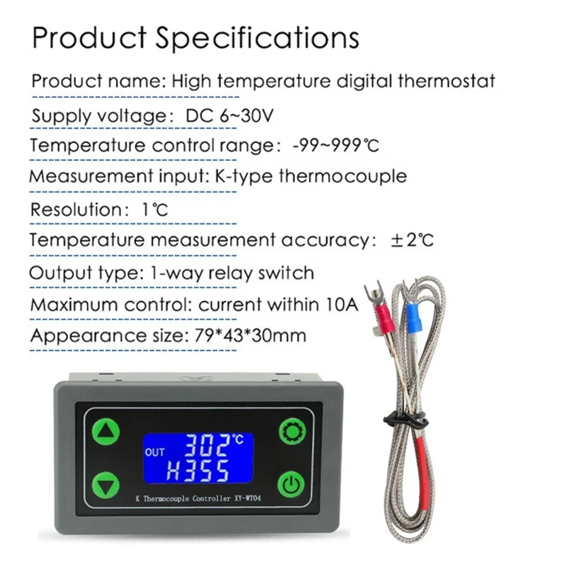 XY-WT04-W WIFI Remote Digital Temperature Controller K Thermocouple High Temperature Controller -99-999 Degrees