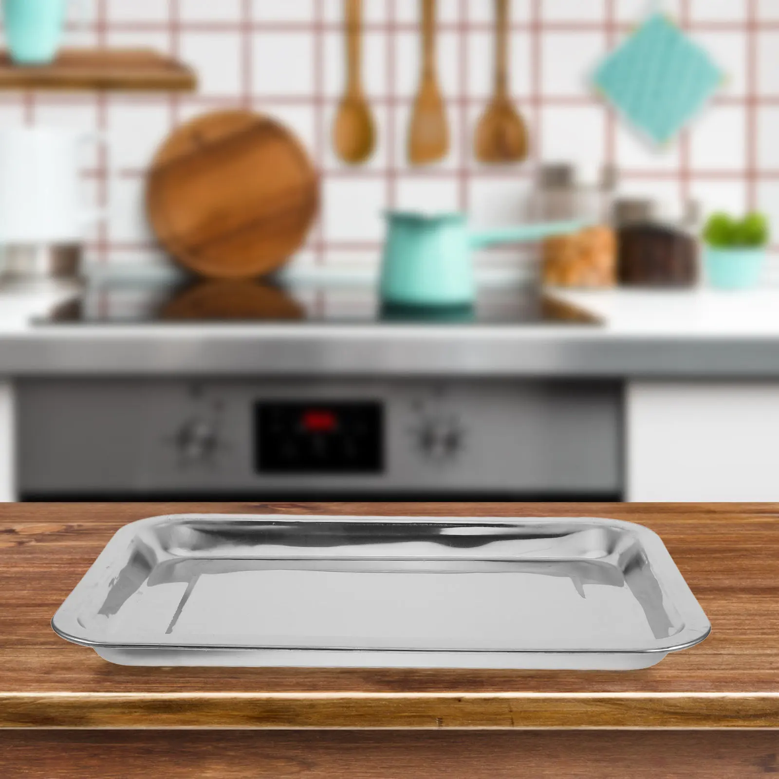 Stainless Steel Toaster Oven Pan Tray Baking Pan Cookie Sheet Dishwasher Safe Mirror Finish Non Toxic Food Grade Serving Dish