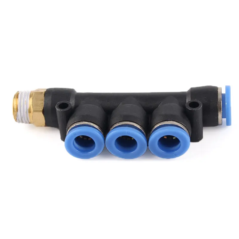 Trachea Quick Connector PKB Threaded 5-way 4 6 8 10mm Quick-plug 1/2/3 Points for Air/Water Tube-Pneumatic Connector Push In Fit
