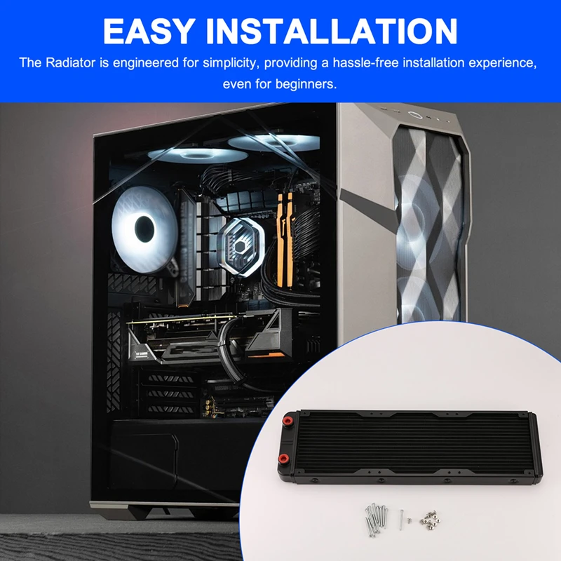 Water Cooling หม้อน้ําอลูมิเนียม 18 ท่อ 360 มม.ความร้อนสําหรับคอมพิวเตอร์ฮีทซิงค์แลกเปลี่ยน Liquid Cooler