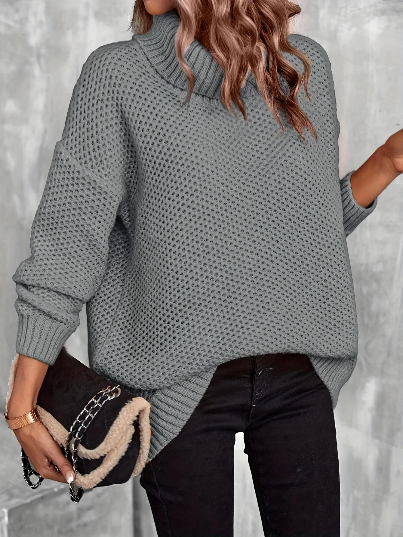 solid-color-turtle-neck-pullover-sweater-stylish-drop-shoulder-long-sleeve-sweater-for-spring-fall-womens-clothing