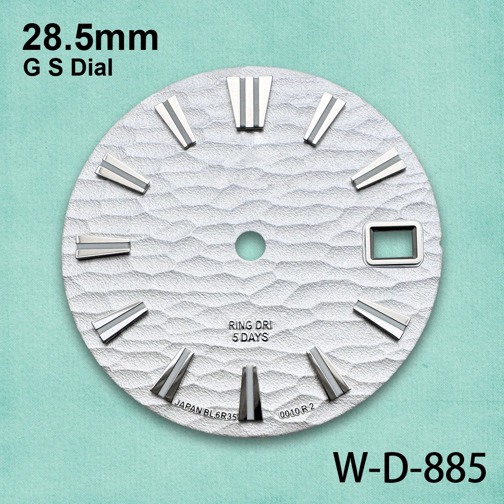 28.5mm Wave G S Dial Suitable For NH35/NH36 Japan Movement Green Luminous High Quality Watch Modification Accessories