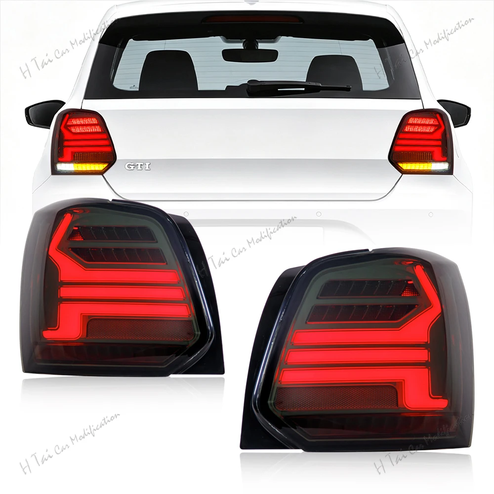 Pair LED Tail Lights For Volkswagen VW Polo 2011-2018 Rear Lamps Assembly DRL Taillight Dynamic Turn Signal Car Light Assemblies