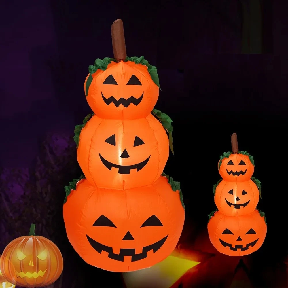 Halloween Inflatable Pumpkin with LED Rotating Lights Outdoor Decor Horror Home Garden Yard Decorations Haunted House Props