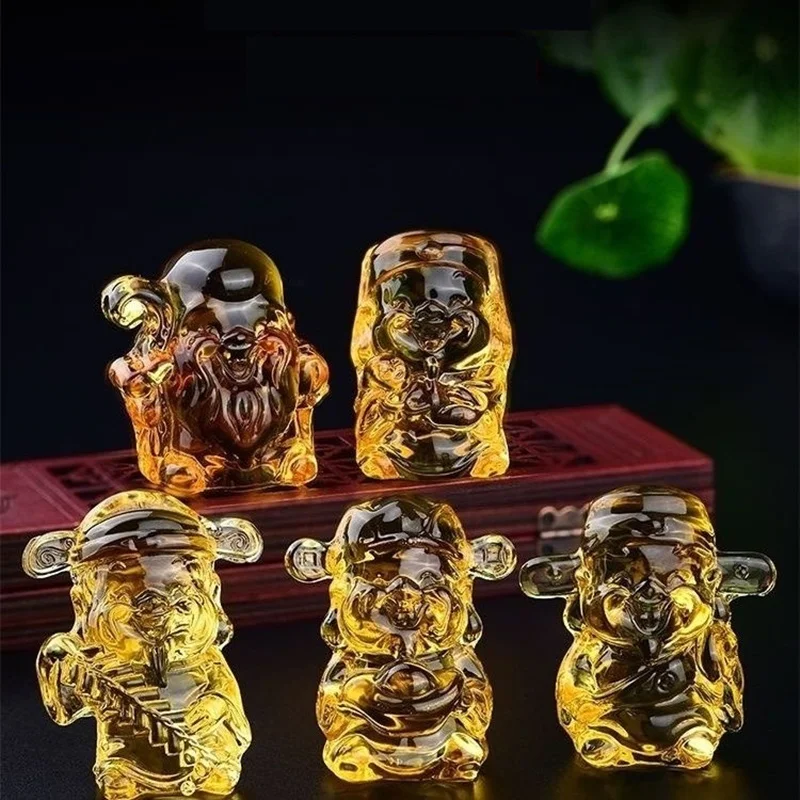 Handmade Crystal God of Wealth Mascot Ornaments Home/Living Room Decoration Glass Fortune God Craft Feng Shui Car Interior Decor