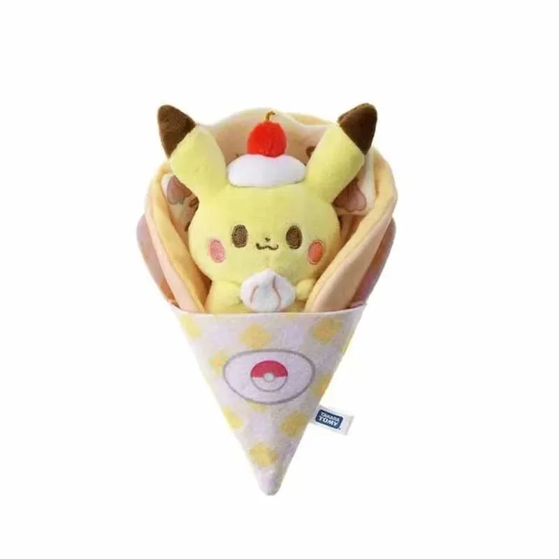 Kawaii Pikachu Dessert Crepe Cartoon Plush Doll Backpack Pendant Anime Pikachu Girl's Heart Cute Plush Keychain Girls Gifts Toys