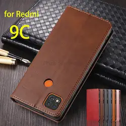 Leather Case for Xiaomi Redmi 9C / 9C NFC Flip Case Card Holder Holster Magnetic Attraction Cover Case Wallet Case Fundas Coque