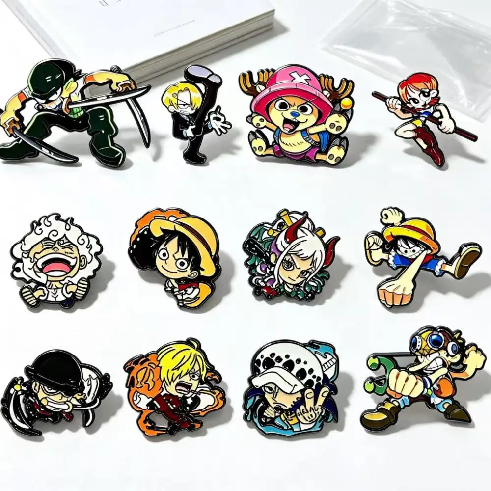 12Pcs Cute Chibi Cartoon Character Enamel Pins, Funny Metal Lapel Brooch Badge, Halloween Gift for Backpack Clothing Decor