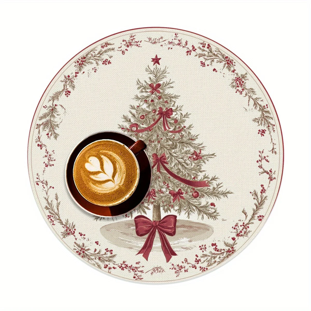 VIKAMA 4-Piece Christmas Tree Wreath Placemats Holiday Gathering Christmas Party Table Decorations and Accessories