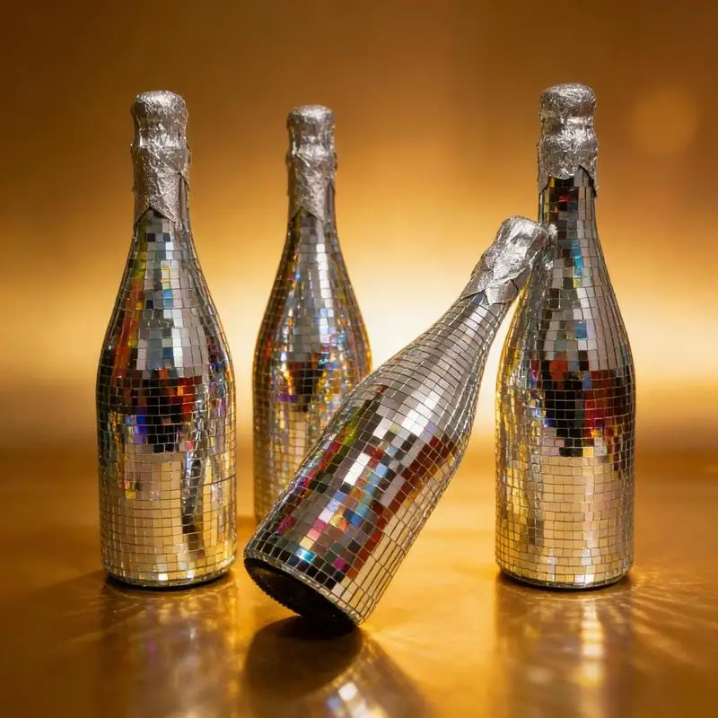 The Silver Champagne Bottle Disco Figurine Is Suitable As A Decoration Item For Dance Hall Night Events.
