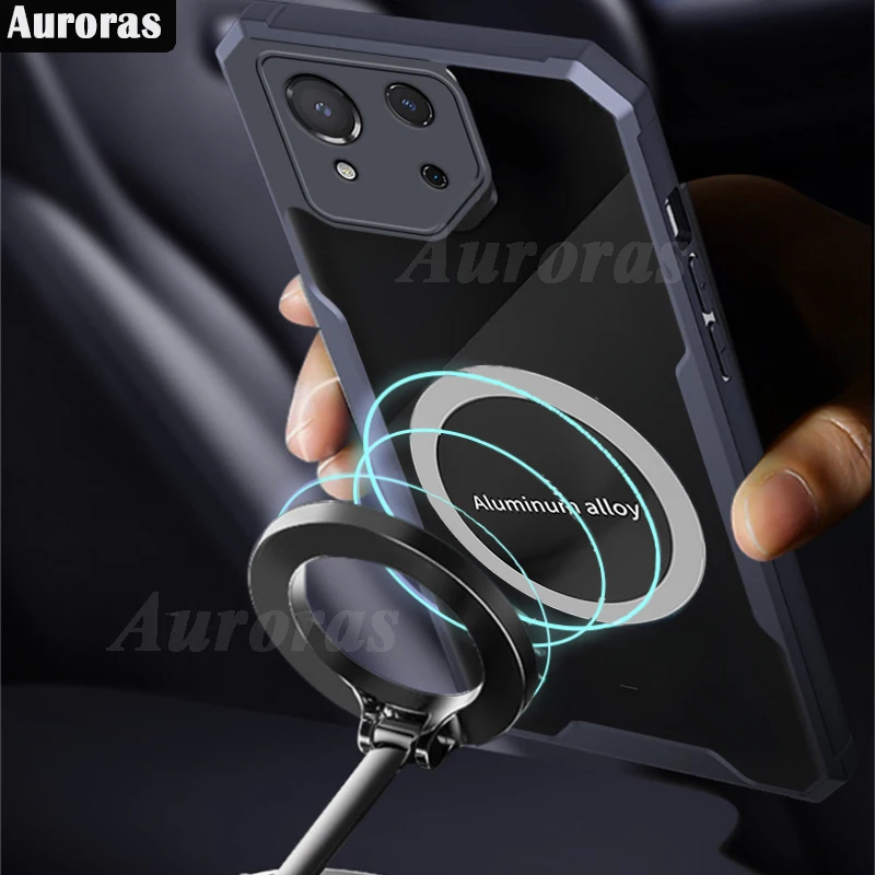 Auroras For OPPO A79 5G Case Car Mounted Magnetic Suction Airbag Bumper Clear Shell For OPPO Reno 11F 10 12Pro Plus Cover Fundas image 5