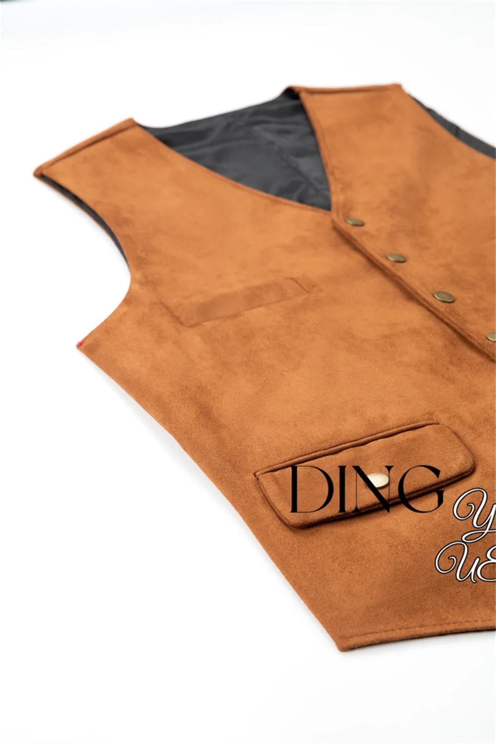 S-XXXL-Chaleco de cuero de ante vaquero para hombre, chaleco occidental con cuello en V, elegante, a la moda, estilo Steampunk, talla personalizada para fiesta, novedad