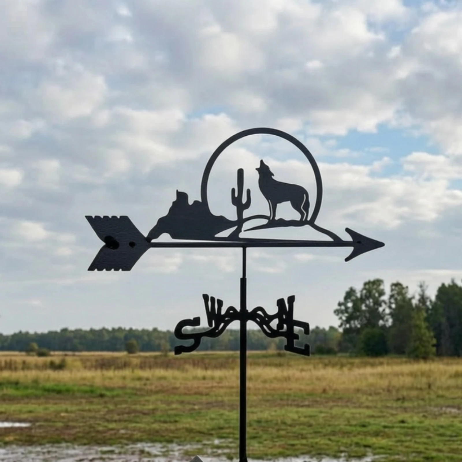 Metal Weathervane Decorative Metal Creature Weathervane Wrought Iron Wind Pointer Long-Lasting Outdoor Decoration Easy To