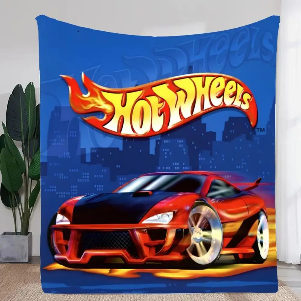 Vibrant Hot Wheels Flame Racing Car Blanket - High-Speed Urban Design, Soft Microfiber Throw for Kids, Cozy and Stylish, Perfect