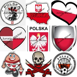 Poland Flag Shield with Country Shape Polish Pride Decals Coat of Arms of Poland Polska Vinyl Sticker for Cars SUV Phone Laptop