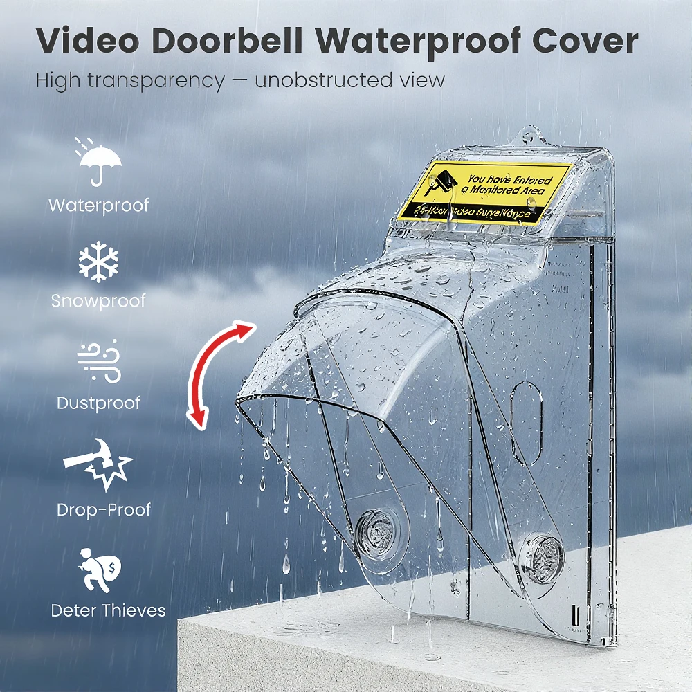 SMATRUL Universal Video Doorbell Rain Cover PC Impact Resistant Rotating Shield Outdoor Anti Theft Protector Anti Theft Reminder