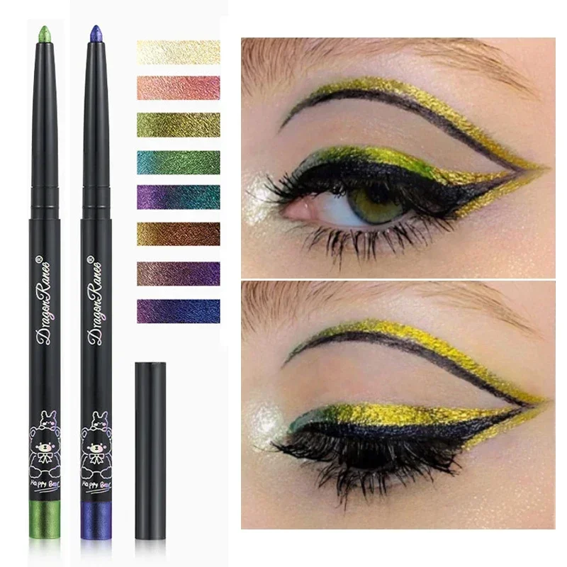 Chrome Eyeliner Pencil Waterproof Lasting Metallic Diamond Glitter Eye Shadow Lying Silkworm Pearlescent Green Purple Eye Makeup