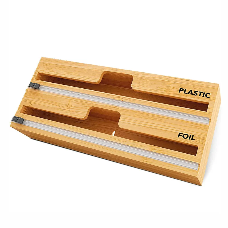 

Plastic Wrap Dispensers, Kitchen Plastic Paper Cutting Boxes, Multifunctional Aluminum Foil Bamboo Cutters, Bamboo Storage Boxes