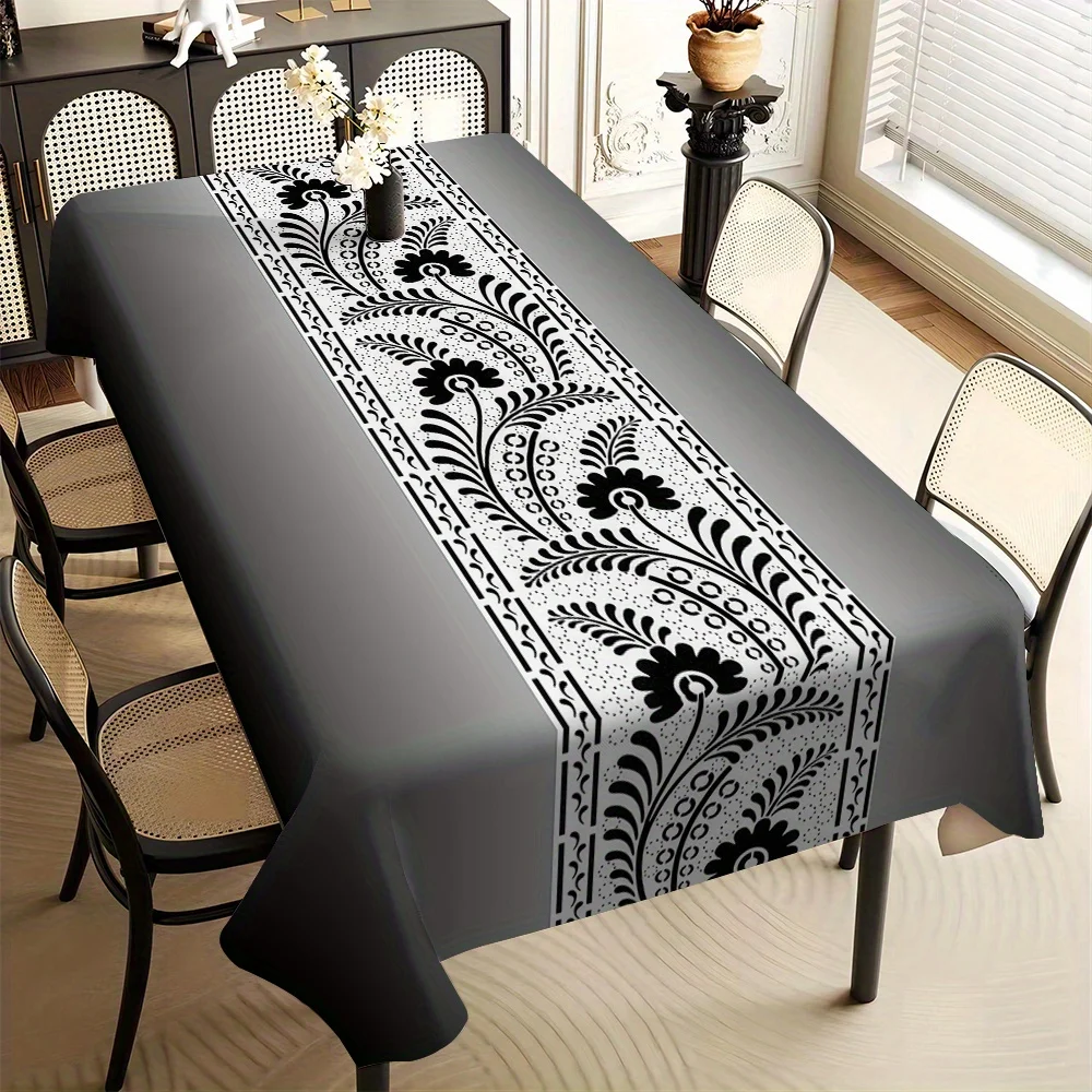 Retro patterned floral printed rectangular tablecloth for dining table