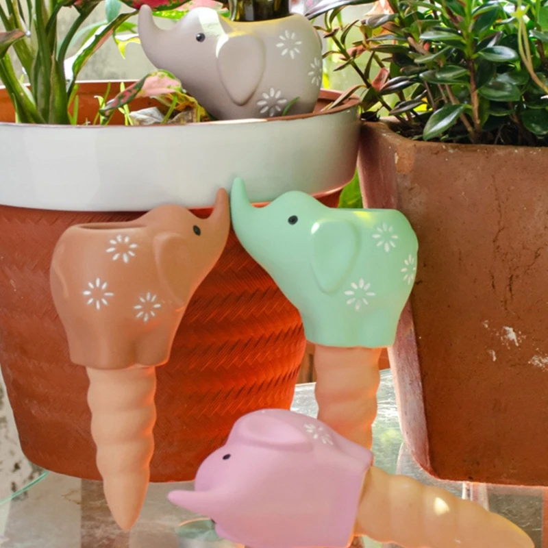 4Pcs Self Watering Planter Insert Plant Watering Elephant Terracotta Watering