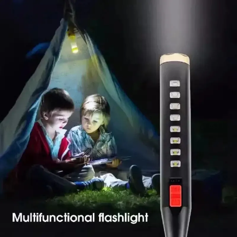 High Power USB Rechargeable Flashlight Baseball Bat For Outdoor Fishing Camping Patrol - ABS Plastic Material, COB Torch