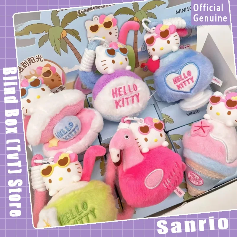 

Genuine Sanrio Hello Kitty Summer Black Skin Series Blind Box Cute Aromatherapy Color-Changing Mystery Box Pendant Gift