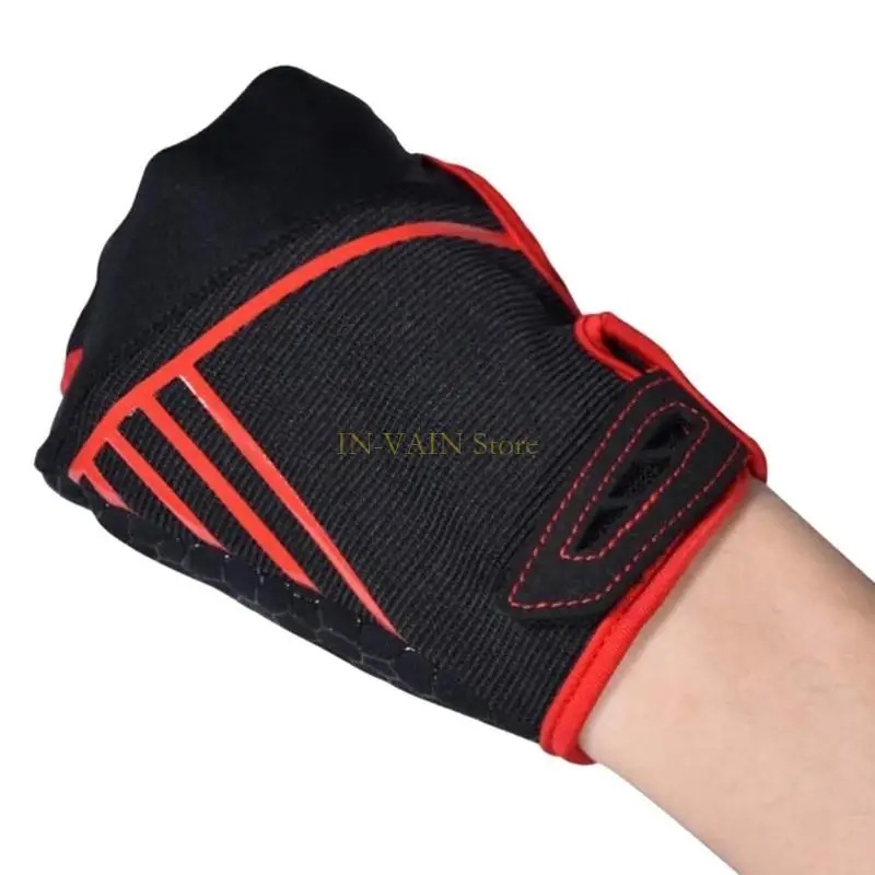 

Left and Right Hand Bowling Gloves Non-Slip Half Finger Grip Protective Gloves