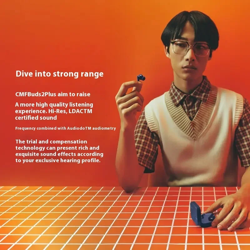 سماعات أذن CMF by Nothing Buds 2 Plus لاسلكية تعمل بالبلوتوث، سماعات أذن هجينة نشطة للحد من الضوضاء، صوت محيطي، عمر بطارية طويل