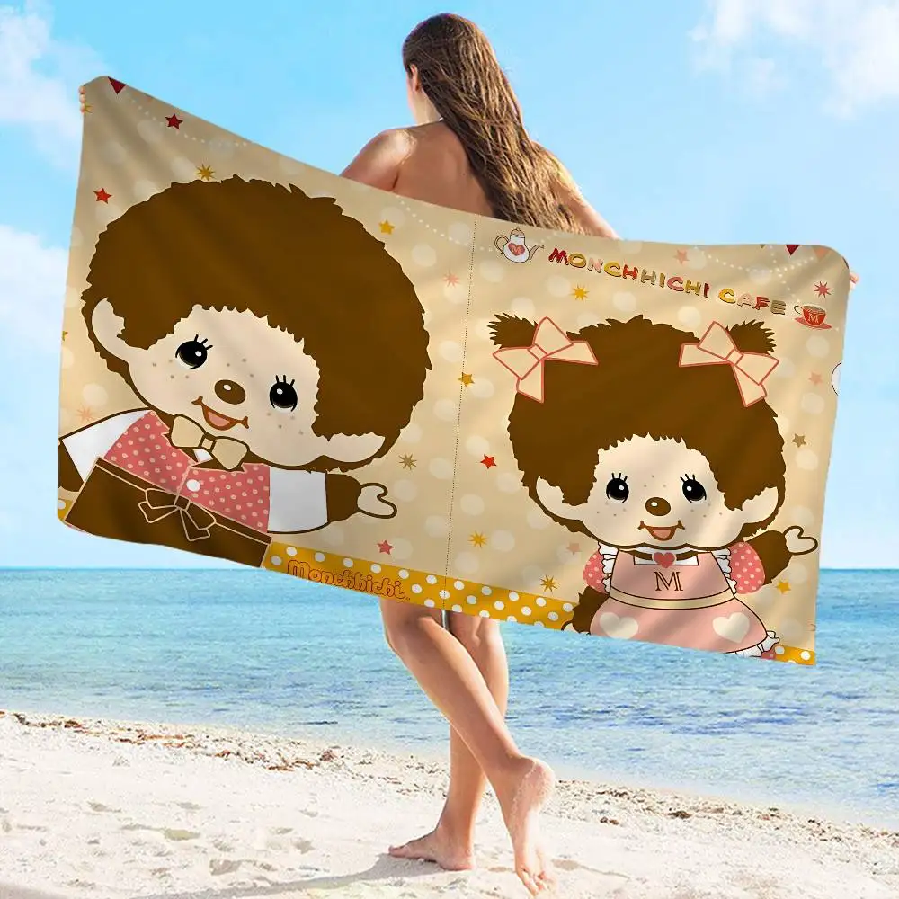Popular Logo M-Monchhichi Fashion Anime Beach Swimming Soft Absorbent Washcloth Children's Gifts for Kids Travel Camping Gym