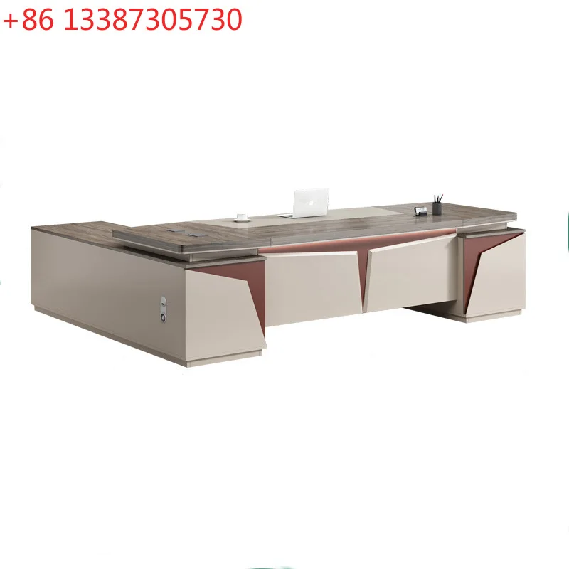 

Boss's desk is simple, modern manager's supervisor's desk is large