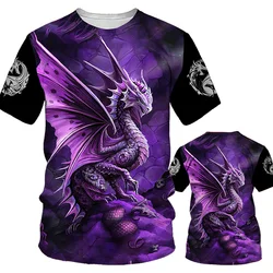 Leisure Dragons Pattern Printed Men's T Shirt Round Neck Loose Tops Breathable Comfortable Summer  Oversized y2k Clothes For Men