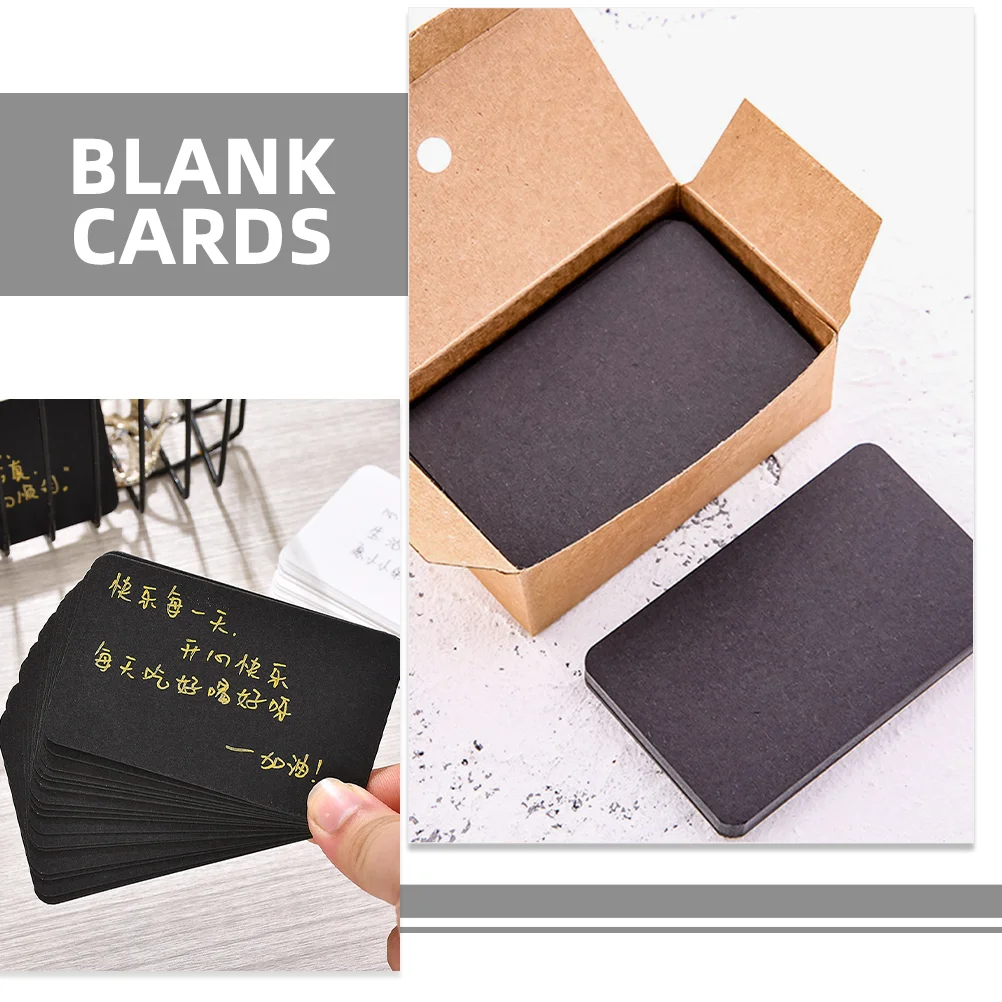 100 Uds tarjetas de visita en blanco espacios en blanco negros jugando escribir en la palabra Mini Flashcards Index