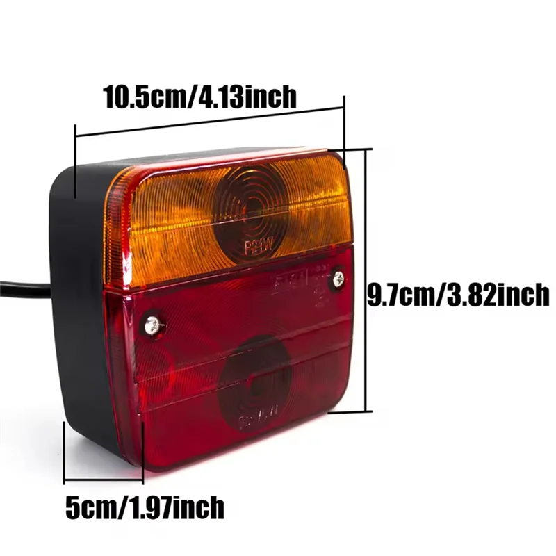 1 Set 12V Universal Rear Combination Towing Tail Light 10M LED Trailer 7 Pin Brake Stop Lamp License Number Plate