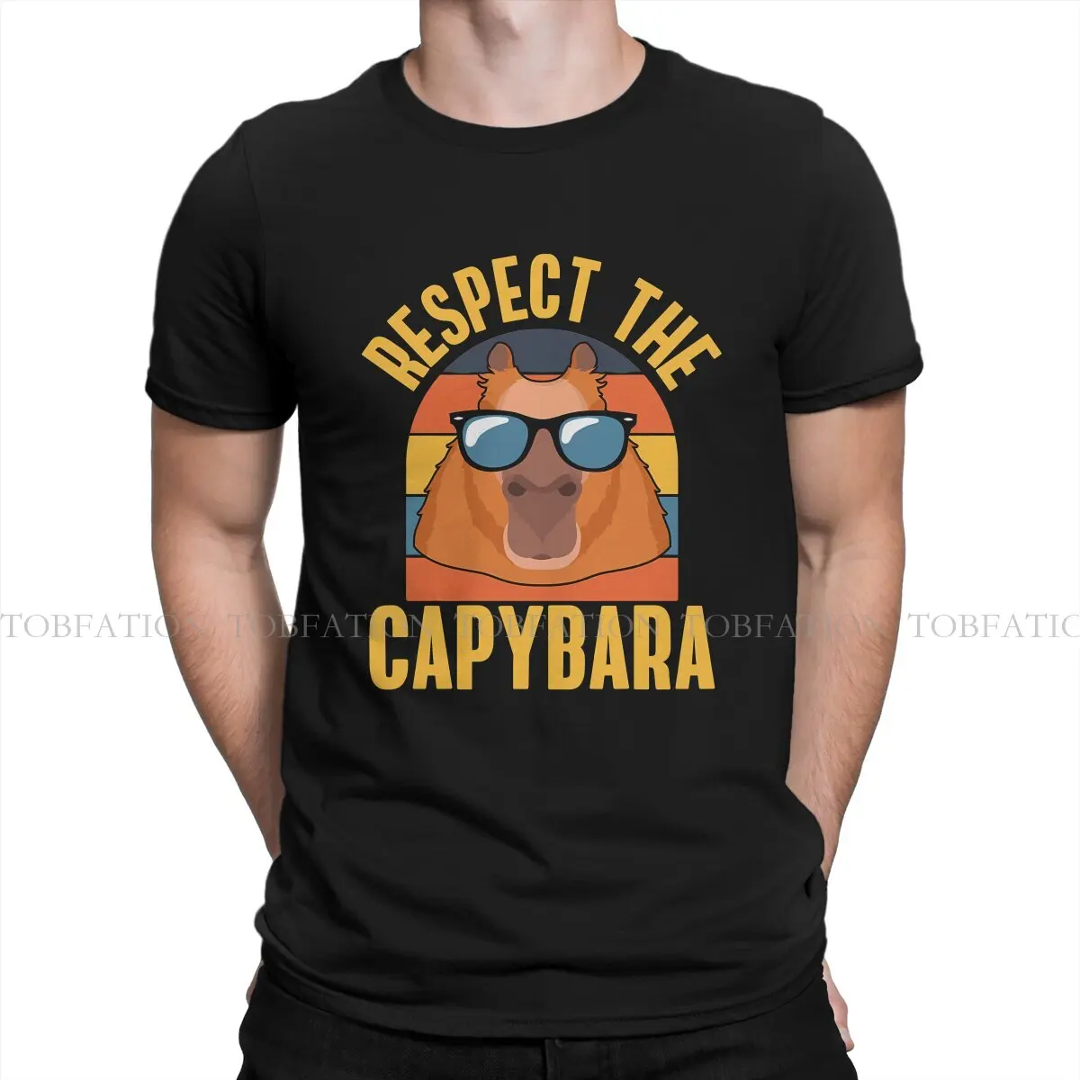 

Capybara Animal 100% Cotton TShirts Respect The Capybara Distinctive Men's T Shirt New Trend Tops